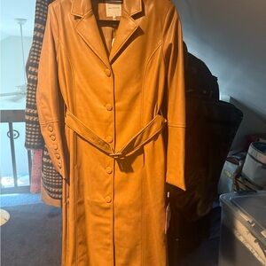 Avec Les Filles Camel Trench Coat in faux leather. NWT